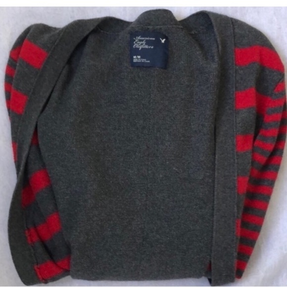 American Eagle V neck Striped cotton wool  Blend Cardigan Sweater - Picture 7 of 8